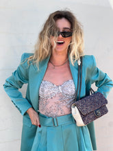 Load image into Gallery viewer, Alex Perry - Pleated Shorts  w Belt -  Teal - 10 - NWT
