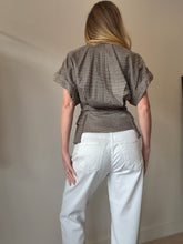 Load image into Gallery viewer, Bally -  Leather Croc-Effect Tailored SS Top - Taupe - 34
