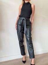 Load image into Gallery viewer, Second Female - Relax Fit Leather Pants  w Belt - Black - Med
