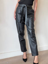 Load image into Gallery viewer, Second Female - Relax Fit Leather Pants  w Belt - Black - Med
