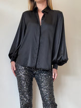 Load image into Gallery viewer, Alex Perry - Bell Sleeve Shirt w Button Detail  - Black - 8
