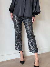 Load image into Gallery viewer, Zadig &amp; Voltaire - Sequin Cropped Pants - Black/Silver - 36
