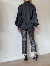 Load image into Gallery viewer, Zadig &amp; Voltaire - Sequin Cropped Pants - Black/Silver - 36
