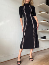 Load image into Gallery viewer, Aje - Interlace Ribbed Knit Midi Dress - Black/Nude - M - RRP $455
