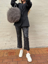 Load image into Gallery viewer, Zadig &amp; Voltaire - Sequin Cropped Pants - Black/Silver - 36
