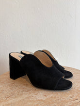 Load image into Gallery viewer, Vintage Prada - Wave Cutout Block Heel Mule - Black Suede - 37.5
