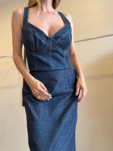 Load image into Gallery viewer, Scanlan Theodore - Cropped Bustier Top - Mid Denim - 12

