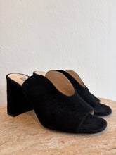 Load image into Gallery viewer, Vintage Prada - Wave Cutout Block Heel Mule - Black Suede - 37.5
