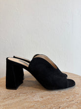 Load image into Gallery viewer, Vintage Prada - Wave Cutout Block Heel Mule - Black Suede - 37.5
