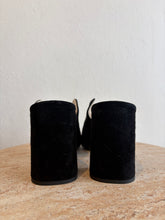 Load image into Gallery viewer, Vintage Prada - Wave Cutout Block Heel Mule - Black Suede - 37.5

