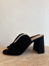 Load image into Gallery viewer, Vintage Prada - Wave Cutout Block Heel Mule - Black Suede - 37.5
