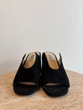 Load image into Gallery viewer, Vintage Prada - Wave Cutout Block Heel Mule - Black Suede - 37.5
