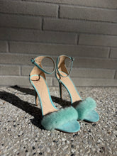 Load image into Gallery viewer, Ralph &amp; Russo - Mink Fur &amp; Suede Strap Heel - Turquoise - 39
