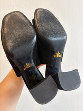 Load image into Gallery viewer, Vintage Prada - Wave Cutout Block Heel Mule - Black Suede - 37.5
