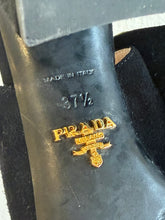Load image into Gallery viewer, Vintage Prada - Wave Cutout Block Heel Mule - Black Suede - 37.5
