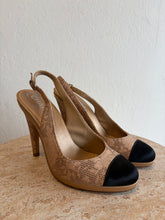 Load image into Gallery viewer, Chanel - Vintage Leather Lace Slingback Heels - Nude - 37.5
