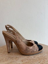 Load image into Gallery viewer, Chanel - Vintage Leather Lace Slingback Heels - Nude - 37.5
