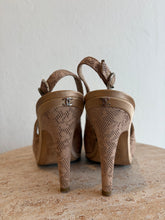 Load image into Gallery viewer, Chanel - Vintage Leather Lace Slingback Heels - Nude - 37.5
