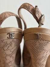 Load image into Gallery viewer, Chanel - Vintage Leather Lace Slingback Heels - Nude - 37.5
