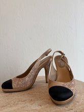 Load image into Gallery viewer, Chanel - Vintage Leather Lace Slingback Heels - Nude - 37.5
