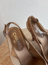 Load image into Gallery viewer, Chanel - Vintage Leather Lace Slingback Heels - Nude - 37.5
