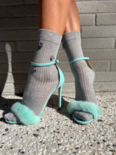 Load image into Gallery viewer, Ralph &amp; Russo - Mink Fur &amp; Suede Strap Heel - Turquoise - 39
