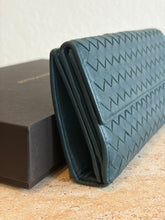 Load image into Gallery viewer, Bottega Veneta Intrecciato Nappa Leather French Long Woven Wallet - Blue - M
