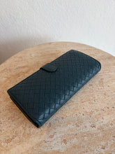 Load image into Gallery viewer, Bottega Veneta Intrecciato Nappa Leather French Long Woven Wallet - Blue - M

