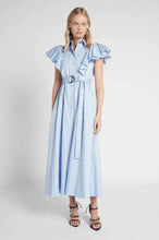 Load image into Gallery viewer, Aje - Kindred Frill Sleeve Belted Midi Dress - Baby Blue - 4
