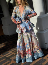 Load image into Gallery viewer, Zimmermann - Illustration Floral Linen/Silk Crystal Embellished Gown  - Blue/Lilac Floral - 1 - RRP$2,750
