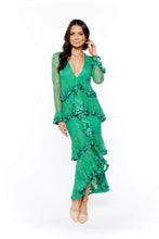 Load image into Gallery viewer, Nicola Finetti - Maia Lace Ruffle Dress - Green - 12 - RRP$699
