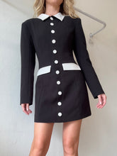 Load image into Gallery viewer, Bianca and Bridgett - LS Mini Dress w White Collar/Buttons - Black - 8
