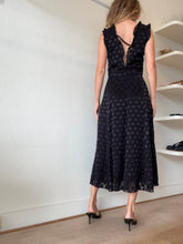 Load image into Gallery viewer, Cushnie Et Ochs - V neck Ruffle Midi Dress - Black/Black Spot - 6
