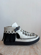 Load image into Gallery viewer, Coach - Roccasin Cutout Sneaker Boot w Fringe- Black &amp; White - 36
