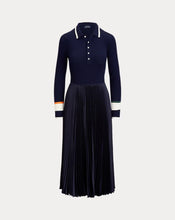 Load image into Gallery viewer, Polo Ralph Lauren - Hybrid Sweater Pleated LS Midi Dress - Navy - M
