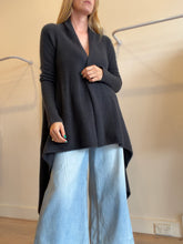 Load image into Gallery viewer, Zadig &amp; Voltaire - Cashmere Longline Draped Cardigan - Charcoal - Open
