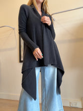 Load image into Gallery viewer, Zadig &amp; Voltaire - Cashmere Longline Draped Cardigan - Charcoal - Open
