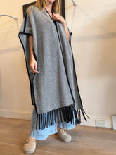 Load image into Gallery viewer, L K Bennett - Merino Black/White Poncho - Herringbone - OS
