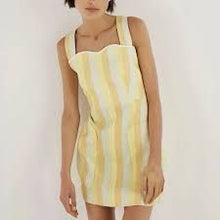 Load image into Gallery viewer, Oroton - Striped Linen Mini Dress - Yellow - 14
