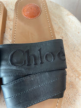 Load image into Gallery viewer, Chloe - Woody Leather Slides - Black - 39
