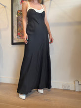 Load image into Gallery viewer, Jillian Boustred - Slip Maxi Dress - Black w Ivory Trim - 3
