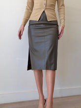 Load image into Gallery viewer, Slowear by Incotex - Faux Leather Midi Pencil Skirt - Khaki - 40
