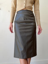 Load image into Gallery viewer, Slowear by Incotex - Faux Leather Midi Pencil Skirt - Khaki - 40
