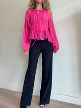 Load image into Gallery viewer, Lee Matthews - Silk LS Peasant Top - Hot Pink - 1
