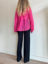 Load image into Gallery viewer, Lee Matthews - Silk LS Peasant Top - Hot Pink - 1
