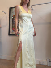 Load image into Gallery viewer, Massimo Dutti - V Neck Slip w Front Slit Dress - Yellow - S
