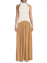 Load image into Gallery viewer, Solid &amp; Striped - The Halter Soglio Open back Maxi Dress - Cream/Caramel - S

