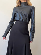 Load image into Gallery viewer, Joseph - Faux Leather Turtle Neck LS Top - Black - 36
