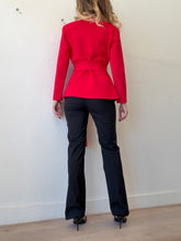Load image into Gallery viewer, Scanlan Theodore - Crepe Knit Zip Front LS Top w Belt- Red - L
