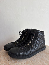 Load image into Gallery viewer, Chanel - Quilted Leather Hightop Sneakers - Black - 37.5
